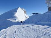 Start van de pistes op de Titlis op 3020 m hoogte