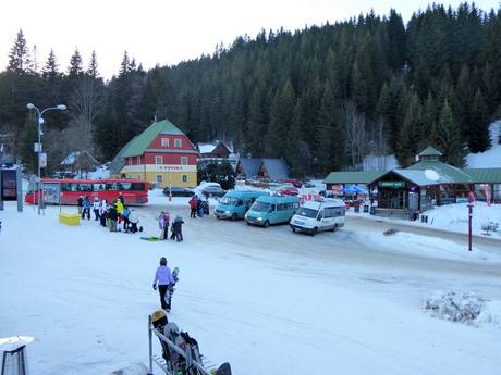 Sudeten: bereikbaarheid van en parkeermogelijkheden bij de skigebieden – Bereikbaarheid, parkeren Pec pod Sněžkou