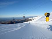 Piste met panorama op Mt. Hutt