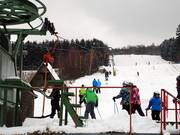 Skipiste en lift vanaf het dalstation