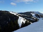 Uitzicht vanaf de Sommo Alto over het skigebied