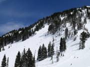 Steil terrein vanaf de High Traverse