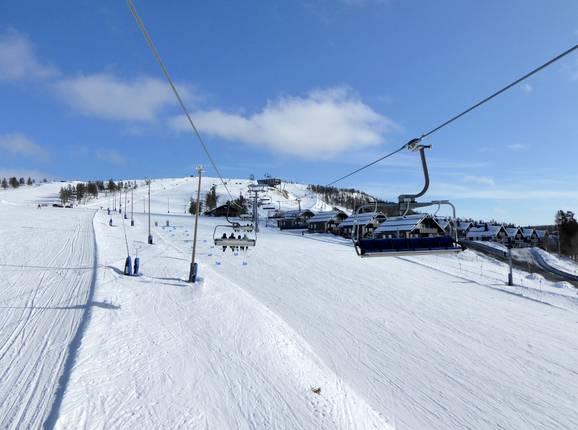 Brede afdalingen domineren in het skigebied Idre Fjäll