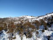 Uitzicht over Thredbo tot aan het bergstation van de Kosciuszko Express