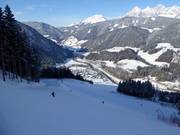 De steile helling "Black Queen" behoort tot het Black Quartett op de Reiteralm.