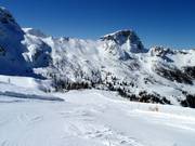 Uitzicht op de pistes bij de Troghöhe