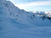 Uitgestrekt freeridegebied bij de Wetterkreuzbahn