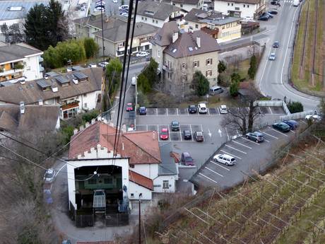 Ortler Alpen: bereikbaarheid van en parkeermogelijkheden bij de skigebieden – Bereikbaarheid, parkeren Vigiljoch (Monte San Vigilio) – Lana
