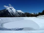 Opslagvijver in het skigebied