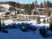 Uitzicht op de accommodaties in Obereggen bij het dalstation