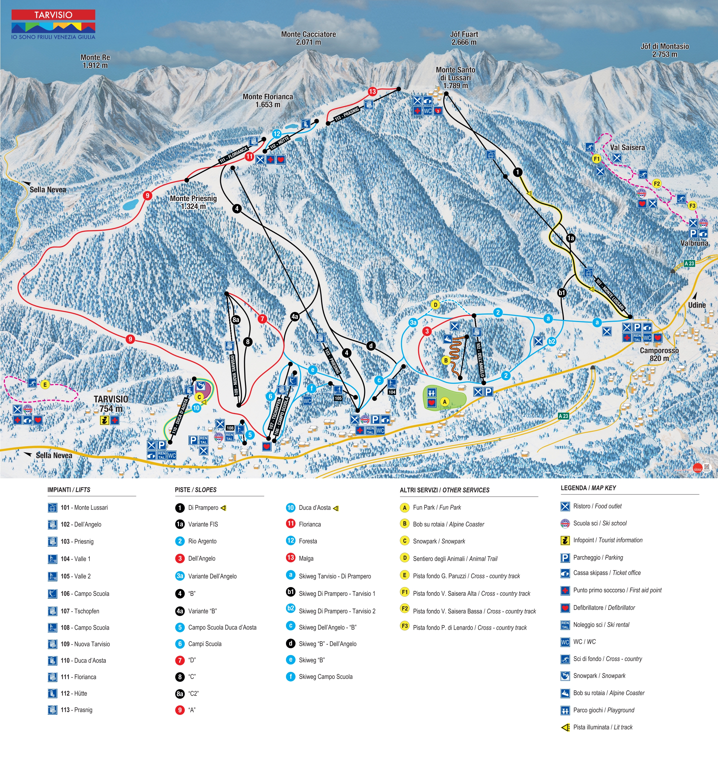 Pistekaart Tarvisio – Monte Lussari