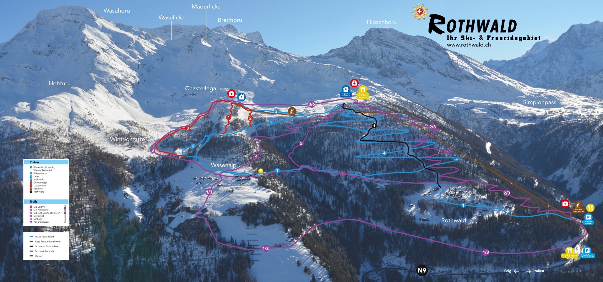 Skigebied Rothwald/Wasenalp (Simplonpas)