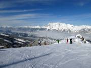 Uitzicht vanaf het hoogste punt in het skigebied op de Hauser Kaibling