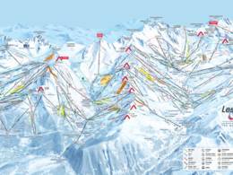Pistekaart Les 3 Vallées – Val Thorens/Les Menuires/Méribel/Courchevel